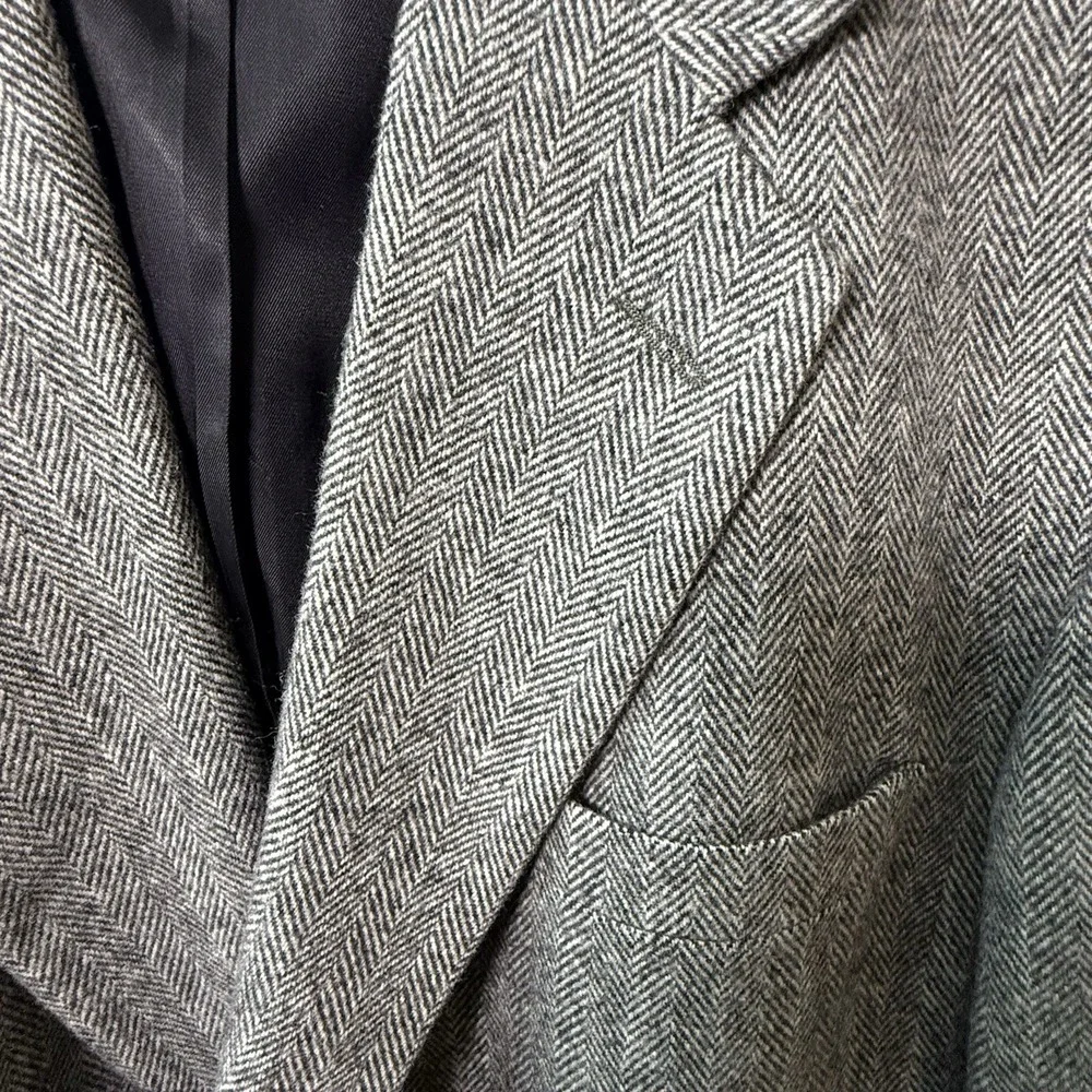 Southbridge Blazer Mens 46L Gray Herringbone Wool Camel Hair Sport Coat